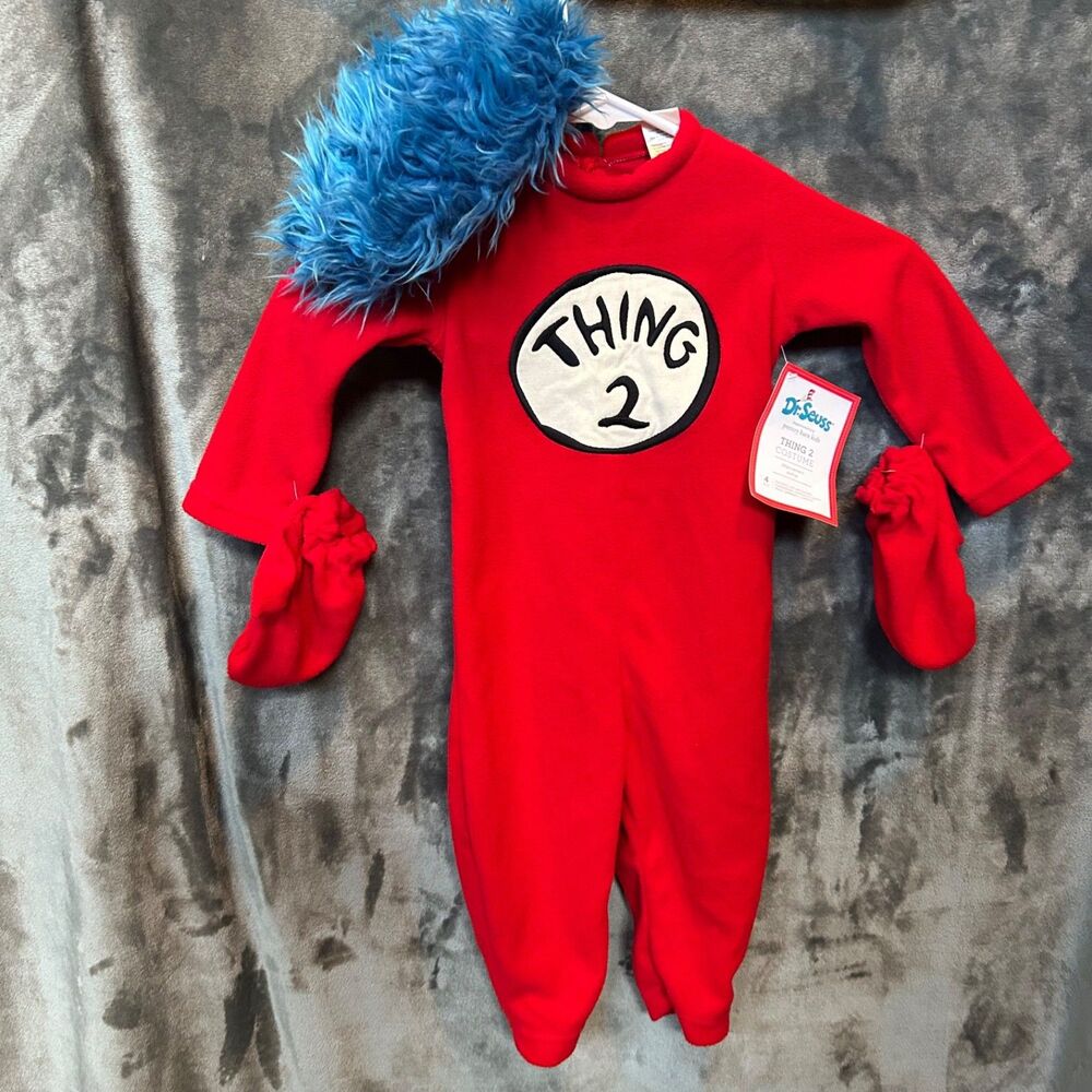 Dr. Seuss Thing 2 Infant/toddler Costume With Wig/Mittens NWT Size 12-24 SKU#214